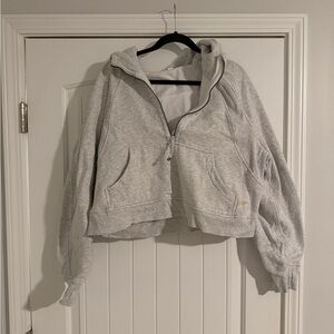 Lululemon scuba  Light Gray  quarter Zip-Up cropped hoodie